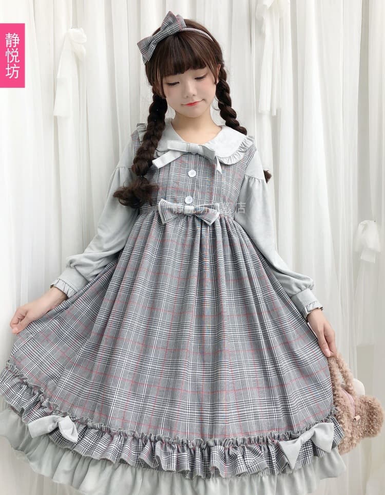 ロリータファッション 【クラシカルロリータ】チェック柄ソフトガールワンピース