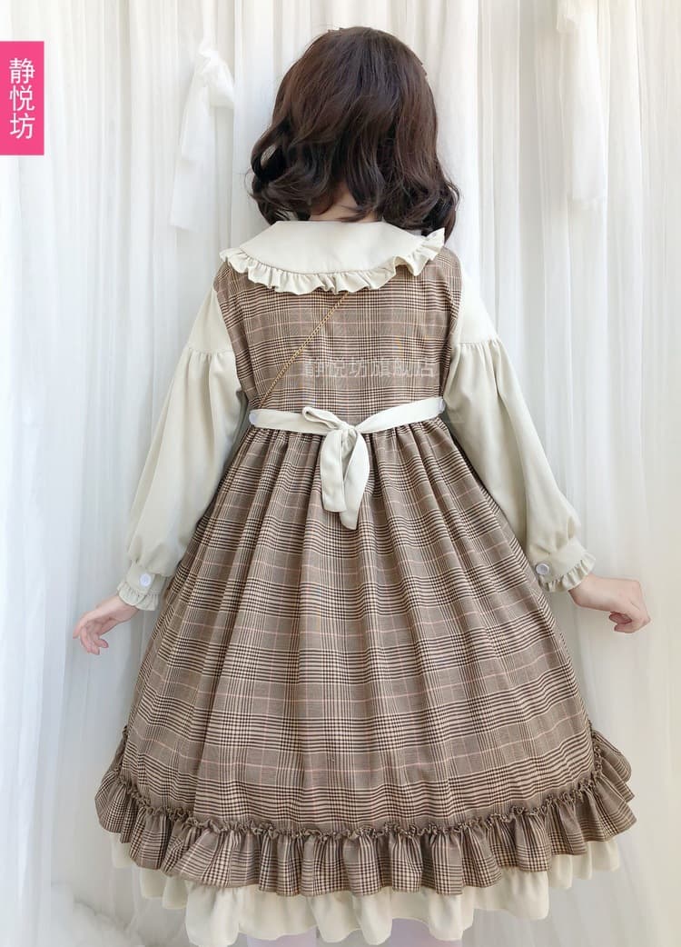 ロリータファッション 【クラシカルロリータ】チェック柄ソフトガールワンピース