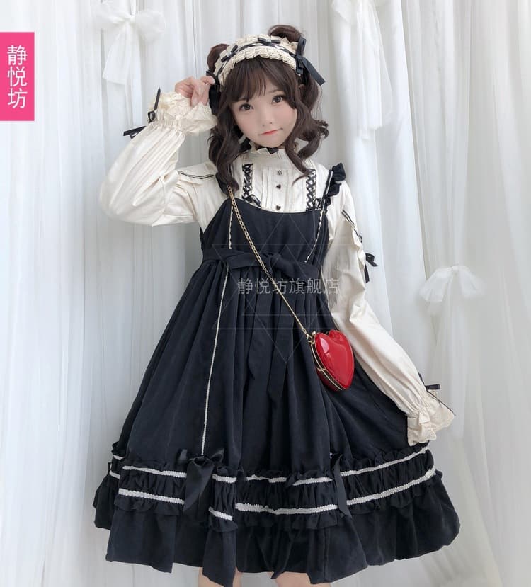 ロリータファッション 【クラシカルロリータ】フリルが可愛いレトロガールワンピース