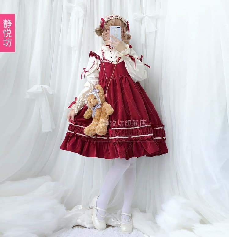 ロリータファッション 【クラシカルロリータ】フリルが可愛いレトロガールワンピース