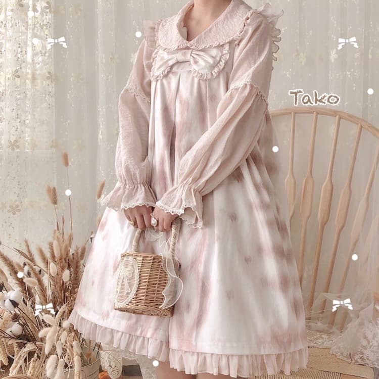 ロリータファッション 【クラシカルロリータ】マーブルデザインキャンディスリーブドレスワンピース