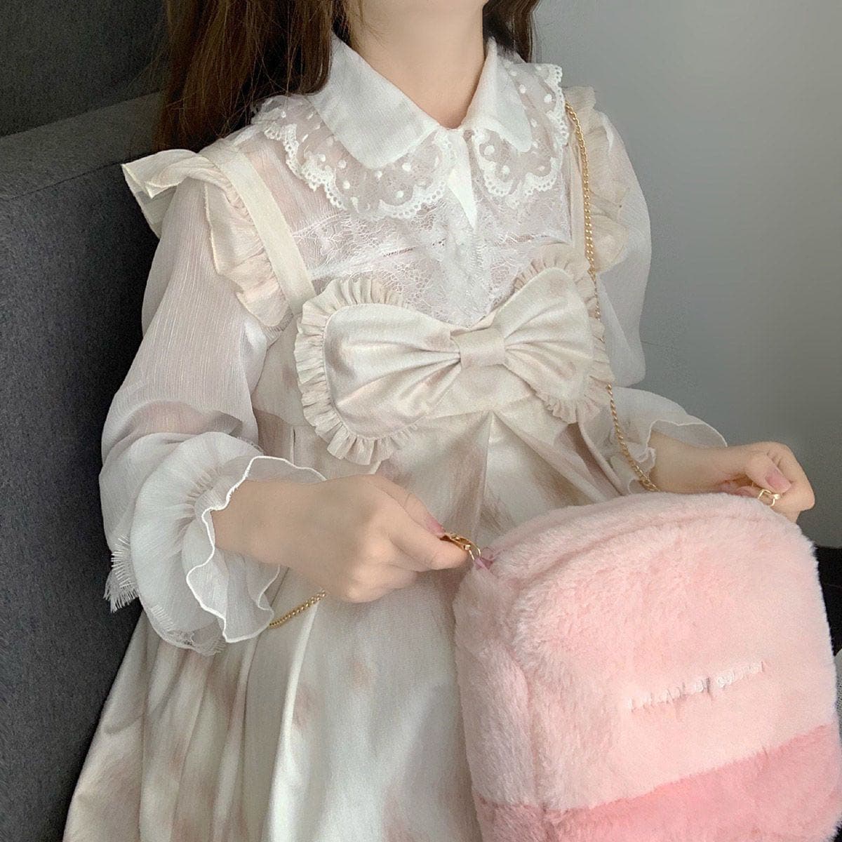 ロリータファッション 【クラシカルロリータ】マーブルデザインキャンディスリーブドレスワンピース