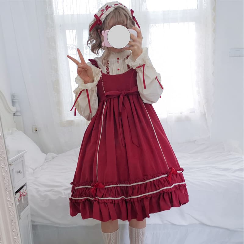 ロリータファッション 【クラシカルロリータ】フリル付きドレスワンピース