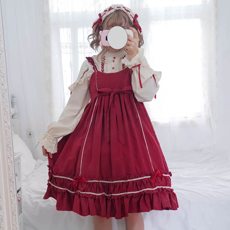 ロリータファッション 【クラシカルロリータ】フリル付きドレスワンピース