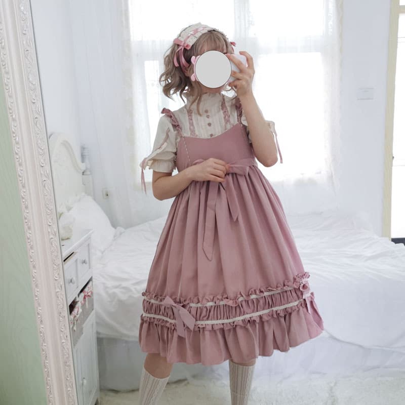 ロリータファッション 【クラシカルロリータ】フリル付きドレスワンピース