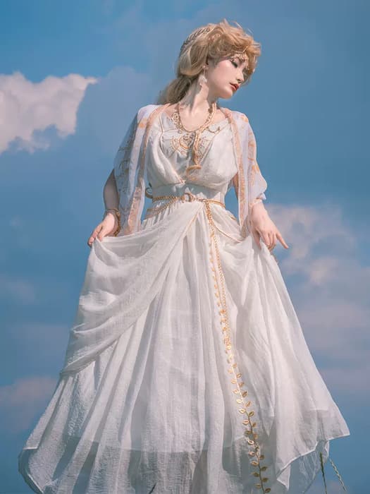 ロリータファッション 【クラシカルロリータ】ホワイトドレープビューティードレス