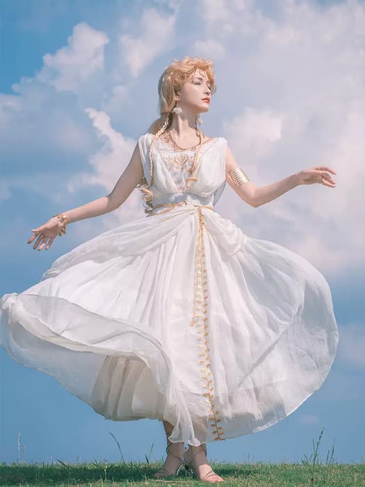 ロリータファッション 【クラシカルロリータ】ホワイトドレープビューティードレス