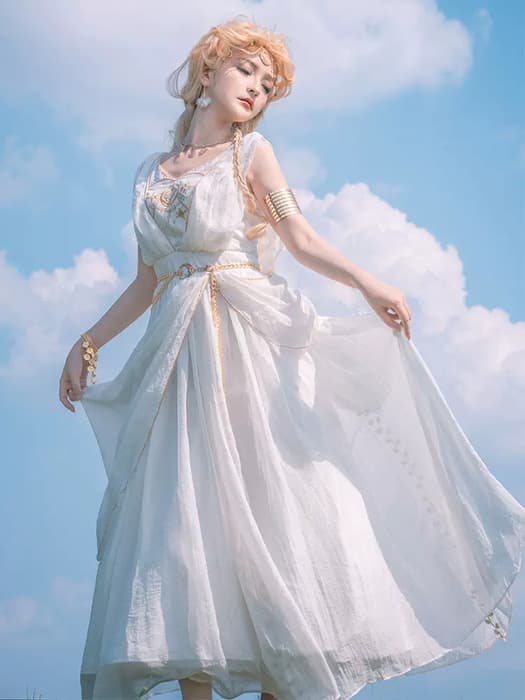 ロリータファッション 【クラシカルロリータ】ホワイトドレープビューティードレス