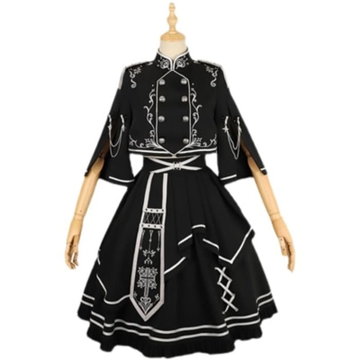 ロリータファッション 【ゴスロリ】ケープスタイルのダークアーミー風ロリータ