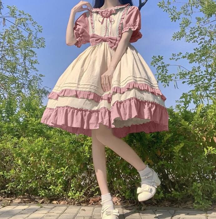 ロリータファッション 【クラシカルロリータ】ローズリボン・クラシカルロリータドレス