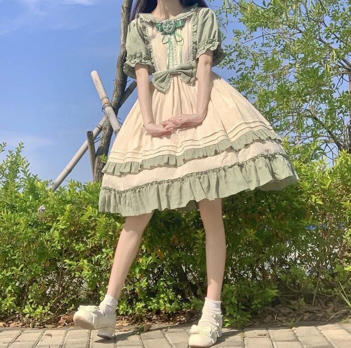 ロリータファッション 【クラシカルロリータ】ローズリボン・クラシカルロリータドレス