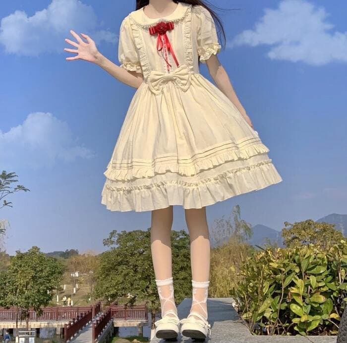 ロリータファッション 【クラシカルロリータ】ローズリボン・クラシカルロリータドレス