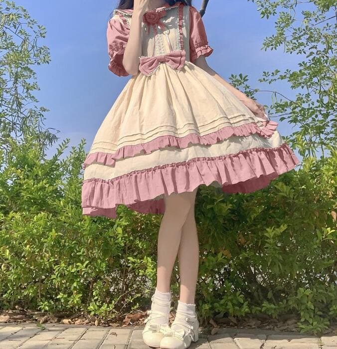 ロリータファッション 【クラシカルロリータ】ローズリボン・クラシカルロリータドレス