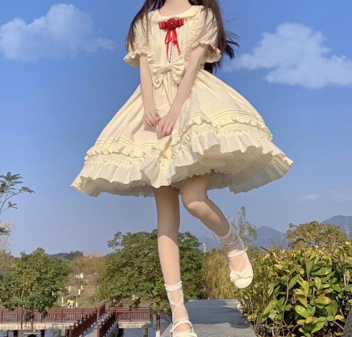 ロリータファッション 【クラシカルロリータ】ローズリボン・クラシカルロリータドレス
