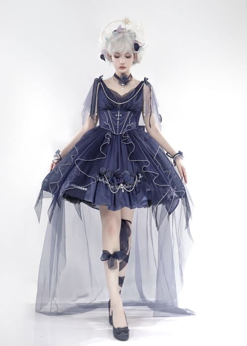 ロリータファッション 【ゴスロリ】深藍の薔薇・ゴスロリドレス
