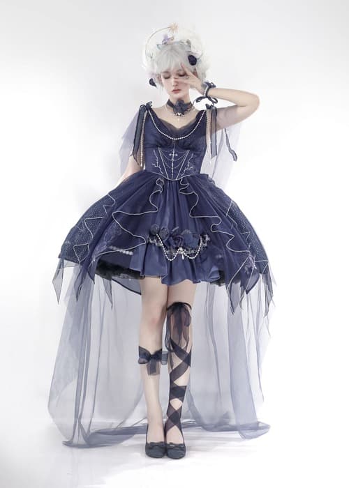 ロリータファッション 【ゴスロリ】深藍の薔薇・ゴスロリドレス