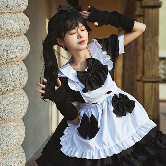 ロリータファッション 【ゴスロリ】メイド風ロリワンピース