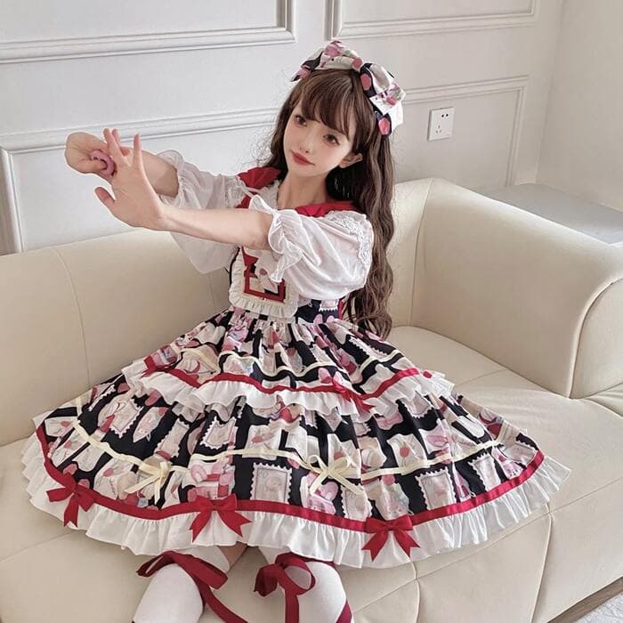 ロリータファッション 【甘ロリータ】レトロガール・甘ロリータワンピース