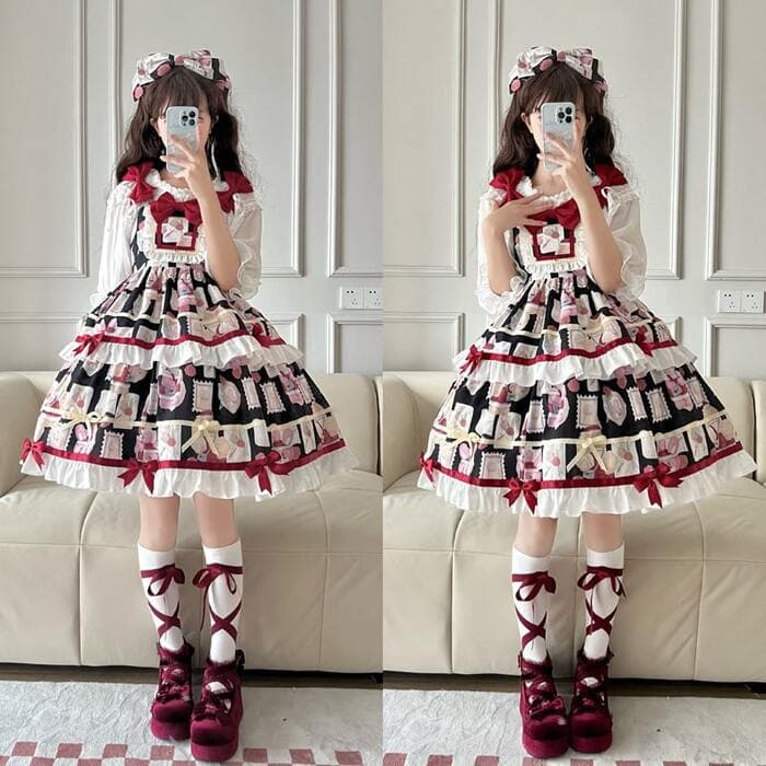 ロリータファッション 【甘ロリータ】レトロガール・甘ロリータワンピース