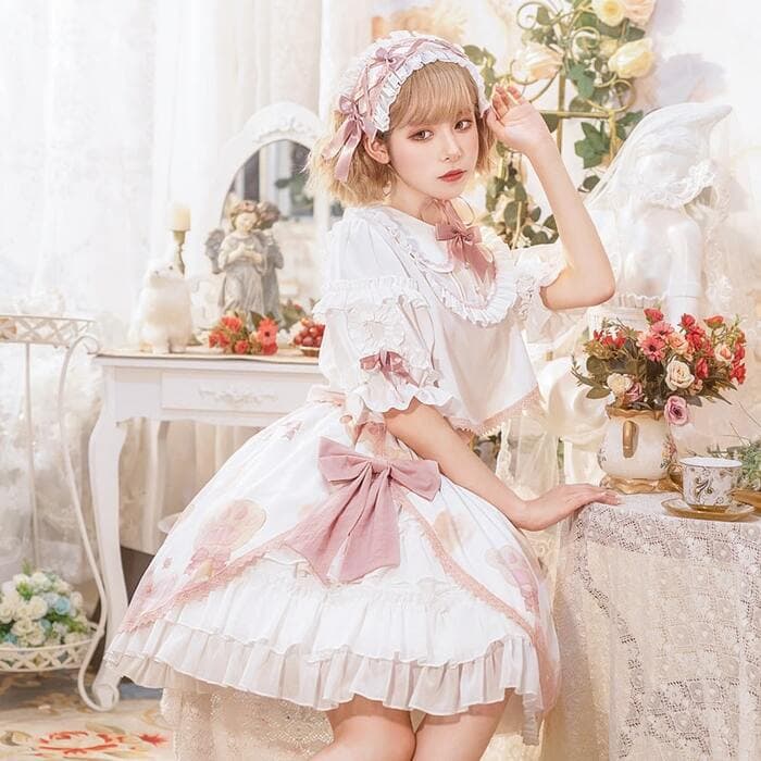 ロリータファッション 【甘ロリータ】スイーツチックパステルキュートミニワンピース
