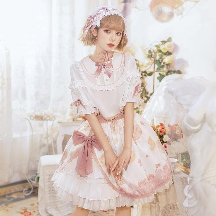 ロリータファッション 【甘ロリータ】スイーツチックパステルキュートミニワンピース