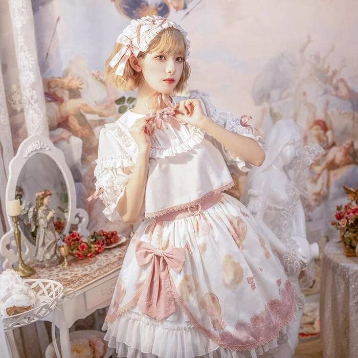 ロリータファッション 【甘ロリータ】スイーツチックパステルキュートミニワンピース