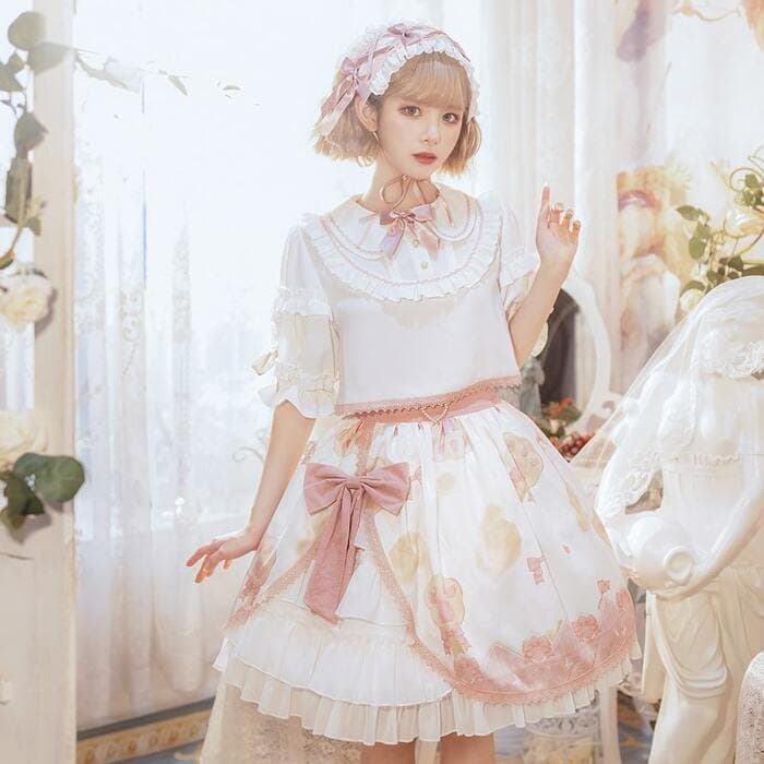 ロリータファッション 【甘ロリータ】スイーツチックパステルキュートミニワンピース