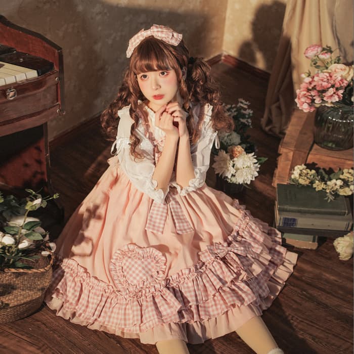 ロリータファッション 【甘ロリータ】ピンクガーリー・甘ロリータワンピース