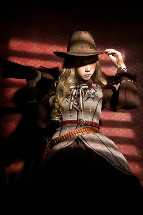 ロリータファッション 【スチームパンク】シンプルチェックブラウンジャンパースカートワンピース