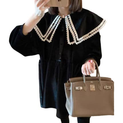 ロリータファッション【ゴスロリ】レトロ風 長袖チュニックワンピース