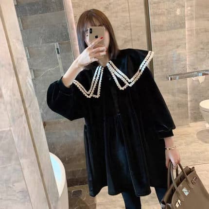 ロリータファッション【ゴスロリ】レトロ風 長袖チュニックワンピース