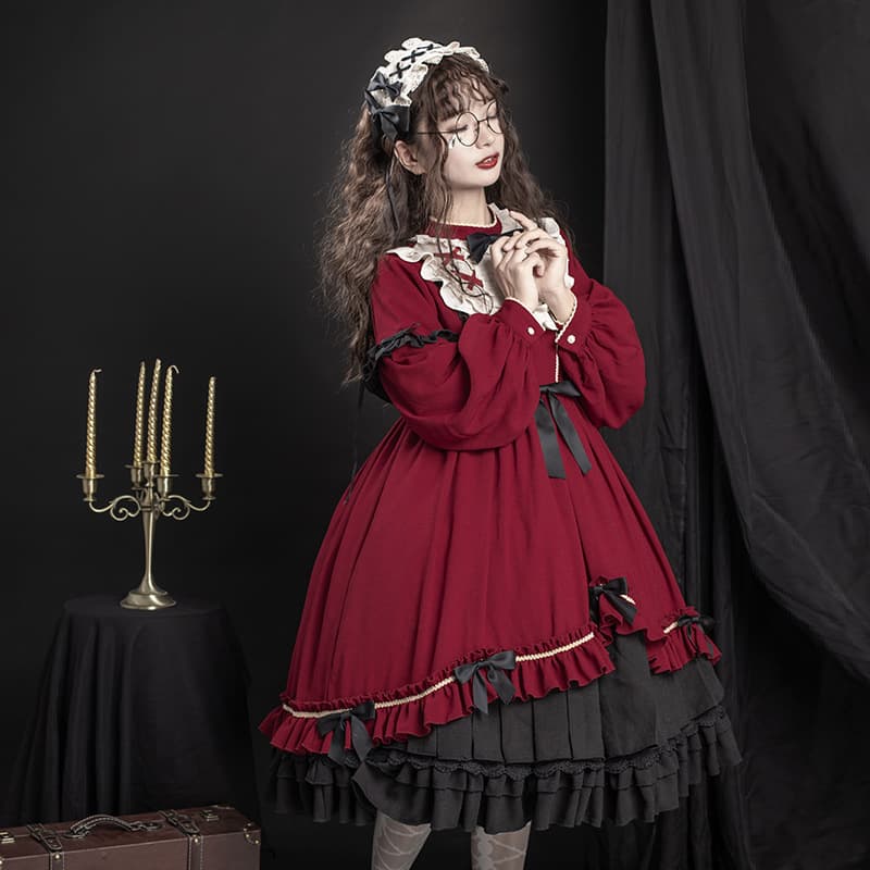 ロリータファッション 【クラシカルロリータ】ミルクティードレス