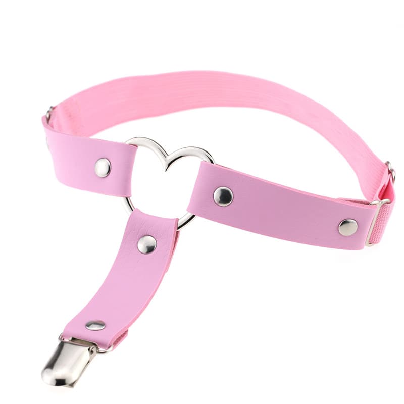 ロリータファッション【ゴスロリ】ロリータガーターベルト パンクハート型 レーザー製 ガーターベルト ロリータファッション