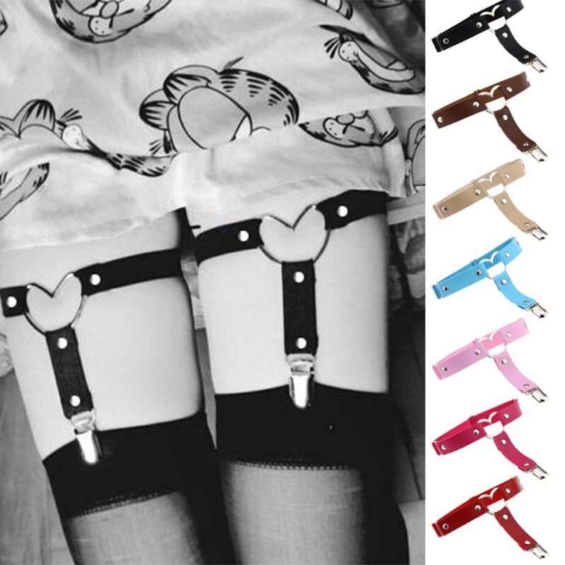 ロリータファッション【ゴスロリ】ロリータガーターベルト パンクハート型 レーザー製 ガーターベルト ロリータファッション