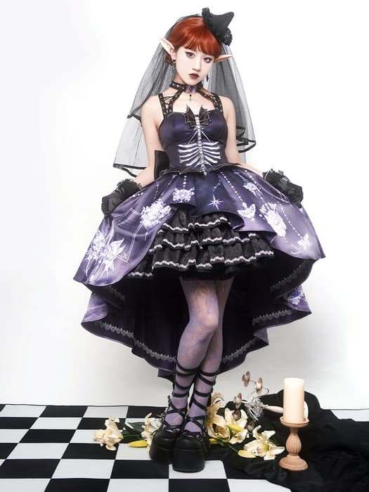 ロリータファッション 【ゴスロリ】ゴシックロリータ アシンメトリードレス