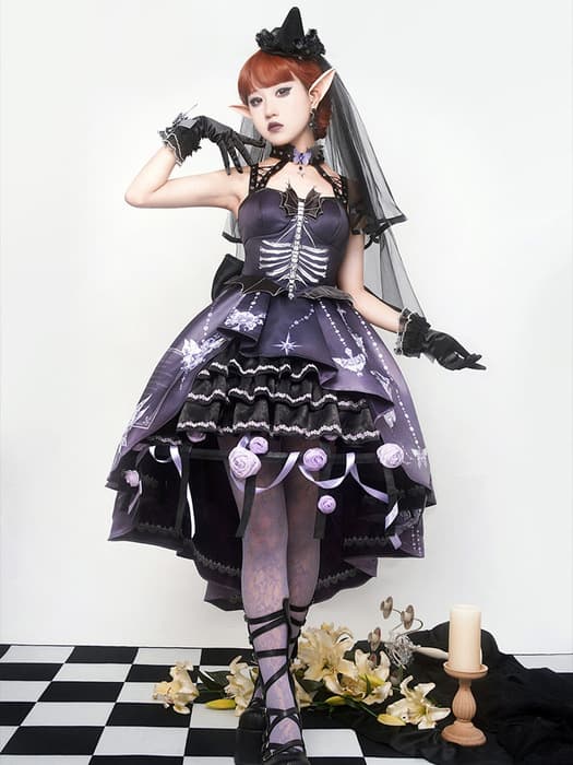 ロリータファッション 【ゴスロリ】ゴシックロリータ アシンメトリードレス