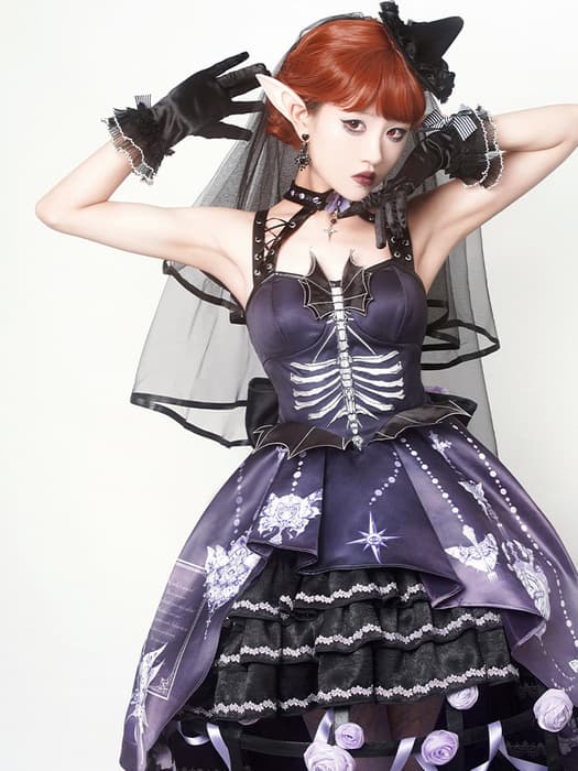 ロリータファッション 【ゴスロリ】ゴシックロリータ アシンメトリードレス