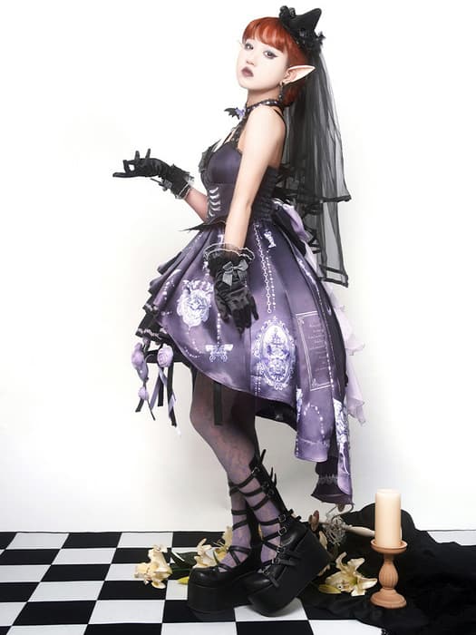ロリータファッション 【ゴスロリ】ゴシックロリータ アシンメトリードレス