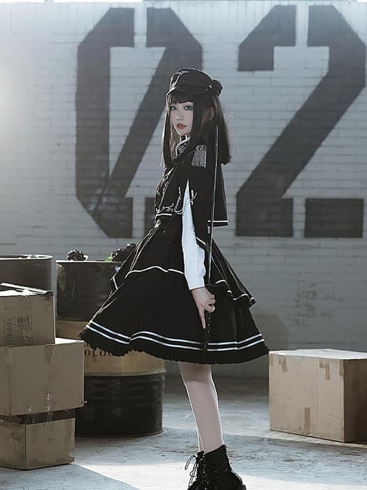 ロリータファッション 【ゴスロリ】ブラックマントセットアップ トップス単品