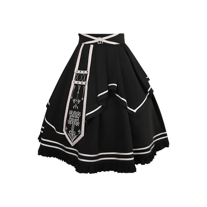 ロリータファッション 【ゴスロリ】ブラックマントセットアップ スカート単品