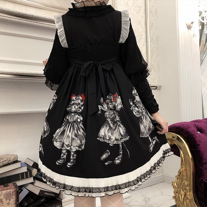 ロリータファッション 【ゴスロリ】ゴシックロリータ ドールモチーフジャンパースカート 長袖ブラウス単品