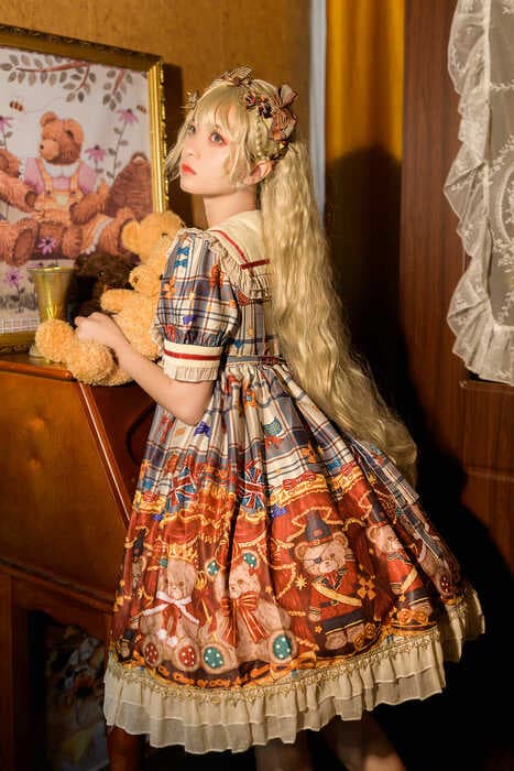 ロリータファッション 【甘ロリータ】ブリティッシュナイトベアドレススカート