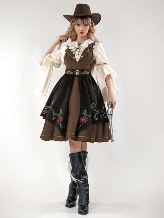 ロリータファッション 【スチームパンク】ロリータ 時の薔薇ドレス 学生服風