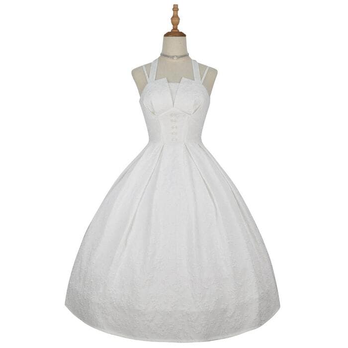 ロリータファッション 【クラシカルロリータ】園庭のお嬢様 純白ロリータドレス