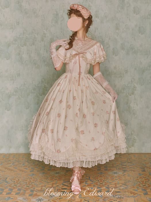 ロリータファッション 【クラシカルロリータ】フラワーガ―ルワンピース