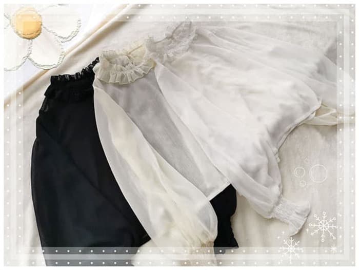 ロリータファッション 【クラシカルロリータ】レトロカラーフリルブラウス