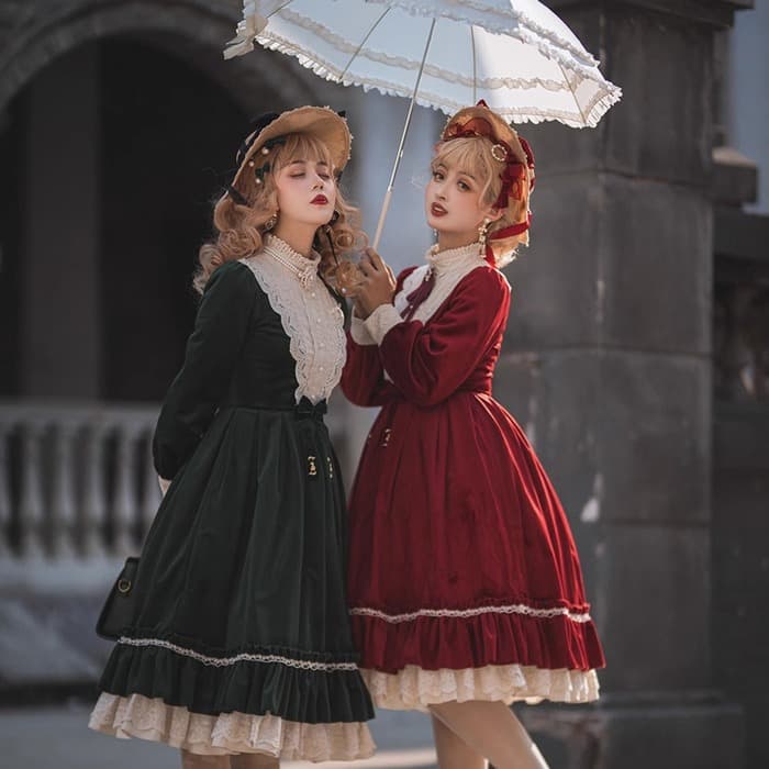 ロリータファッション 【クラシカルロリータ】レトロエレガントなドレス