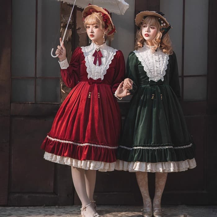 ロリータファッション 【クラシカルロリータ】レトロエレガントなドレス