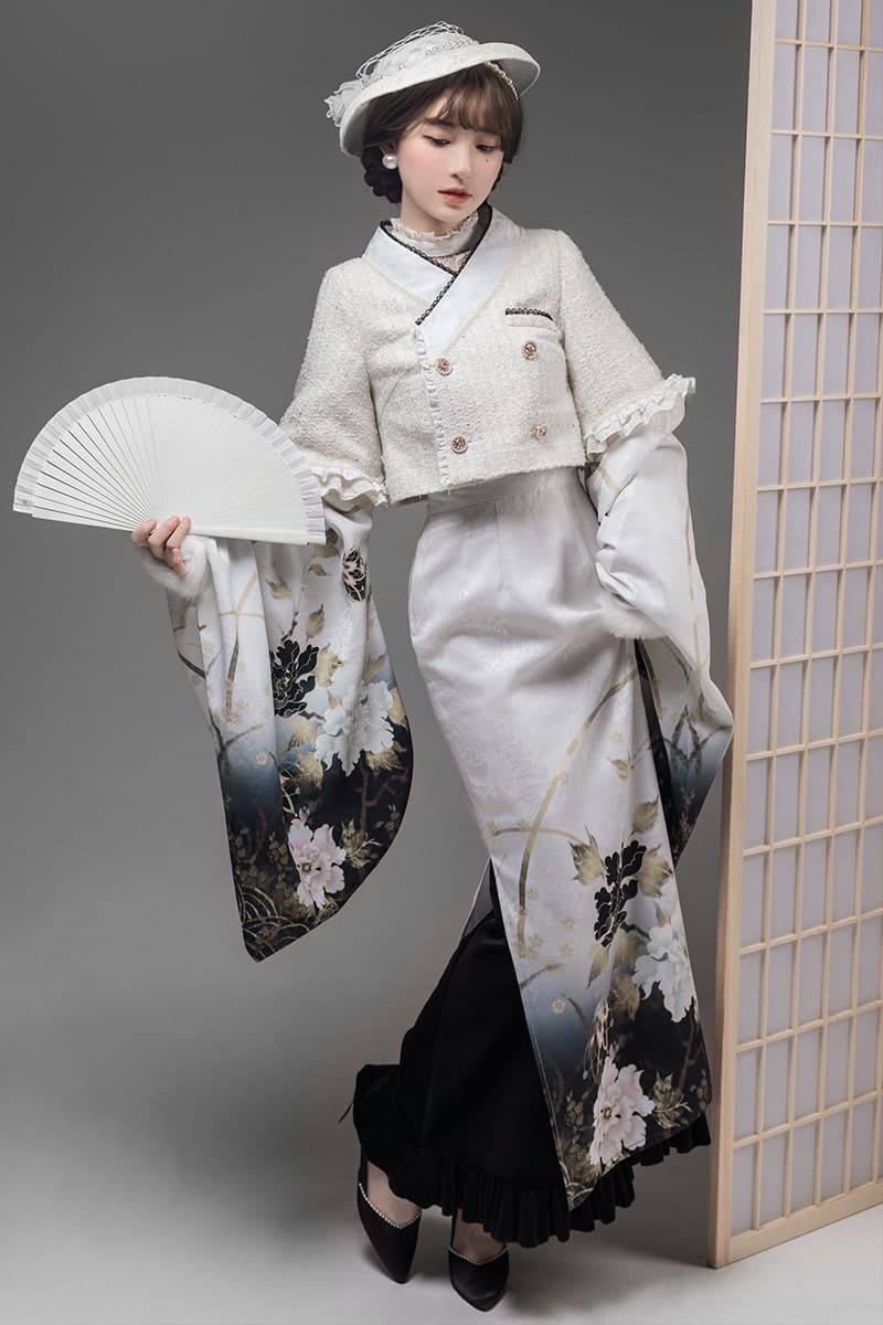 ロリータファッション【和風ロリータ】スリーブフィッシュテールスカートドレス