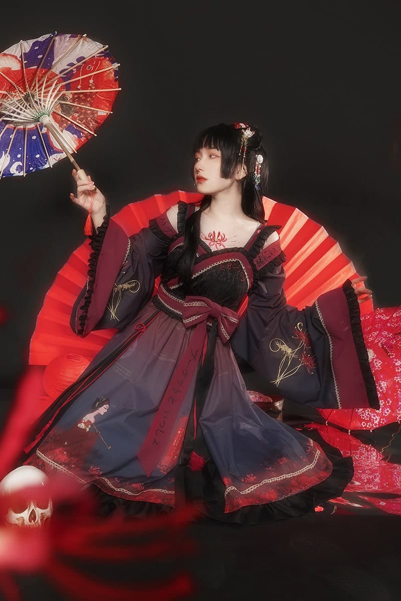 ロリータファッション【和風ロリータ】大正花魁風和風ロリータドレス